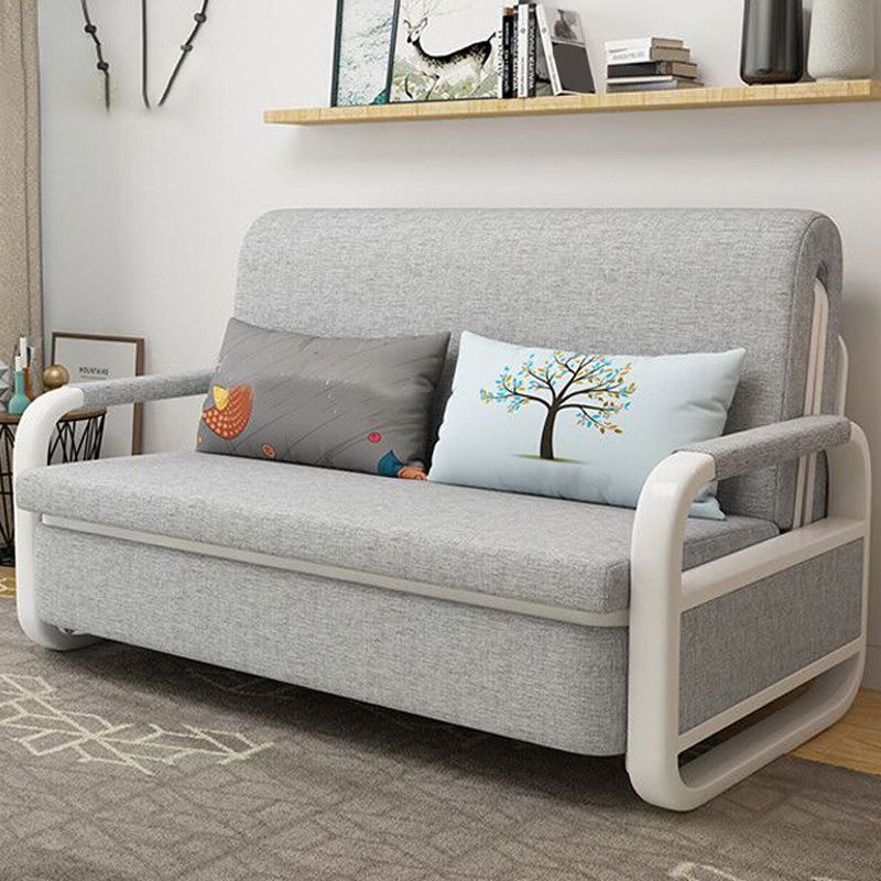 Fabric Square Arms Futon Sleeper Sofa Pillow Included Loveseat