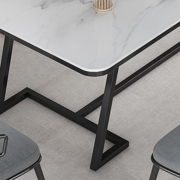 Slate and Metal Table Glam Style Simple Home Rectangular Dining Table
