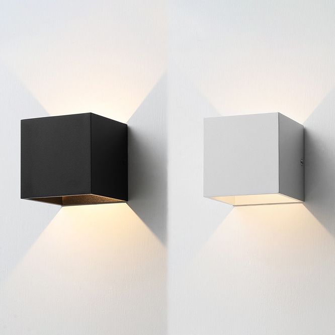 2-Light Metal Wall Lighting Modern Rectangular Shade Wall Mounted Light Fixture