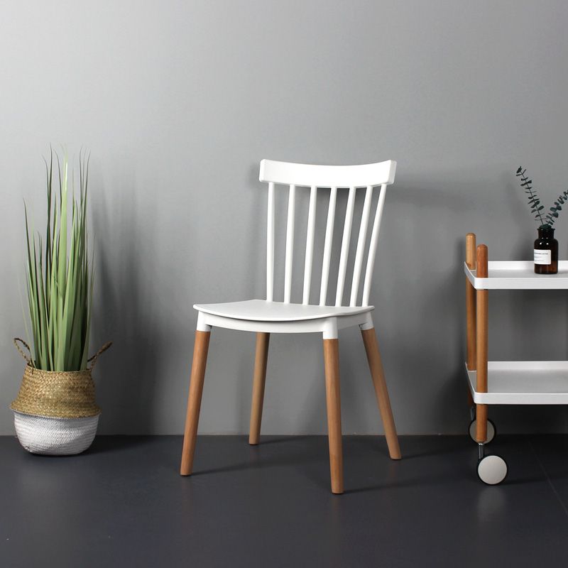 Contemporary Style Dining Room Chair Slat Back Stackable Side Chair for Kitchen
