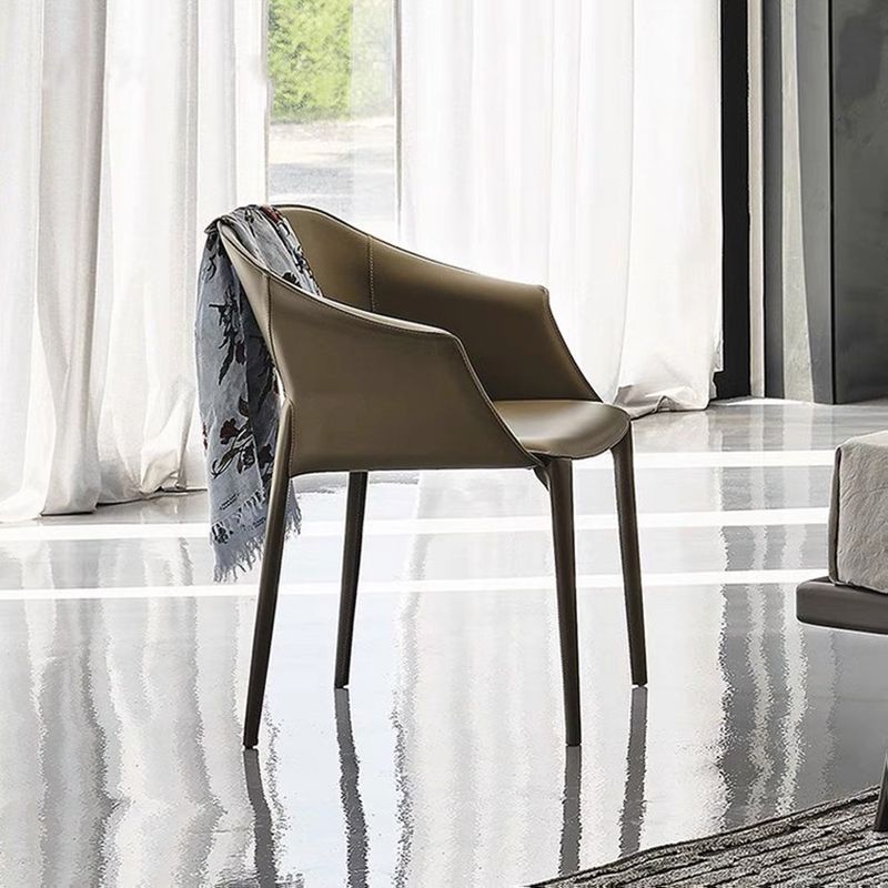 Modern Style Arm Chair Leather Indoor Dining Chair for Home Use