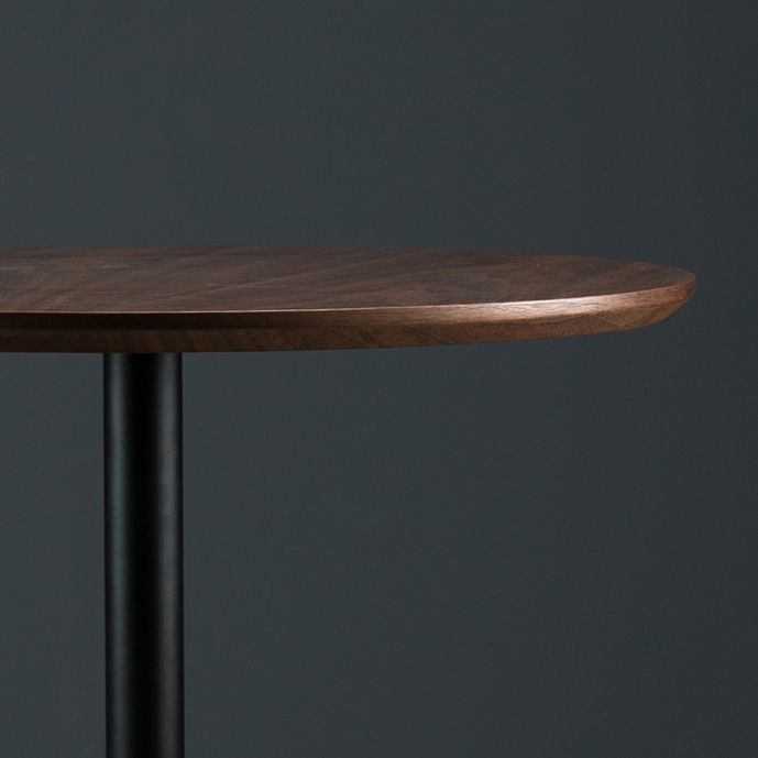 Round Dining Table Modern Wood Tabletop with Metal Pedestal Base