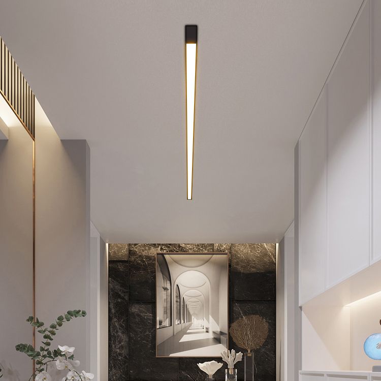 Modern Metal Flush Mount Linear Shape Ceiling Lamp with Acrylic Shade for Living Room