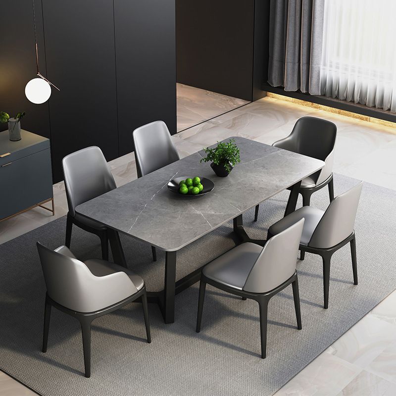 Grey Designer 1/2/5/6/7 Pieces Dining Table Set Rectangle Stone Dinette Set