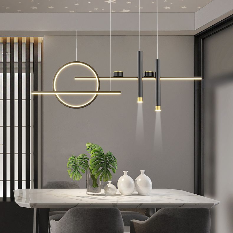 7 luces de isla geométrica ligera Candelera de isla de metal contemporánea