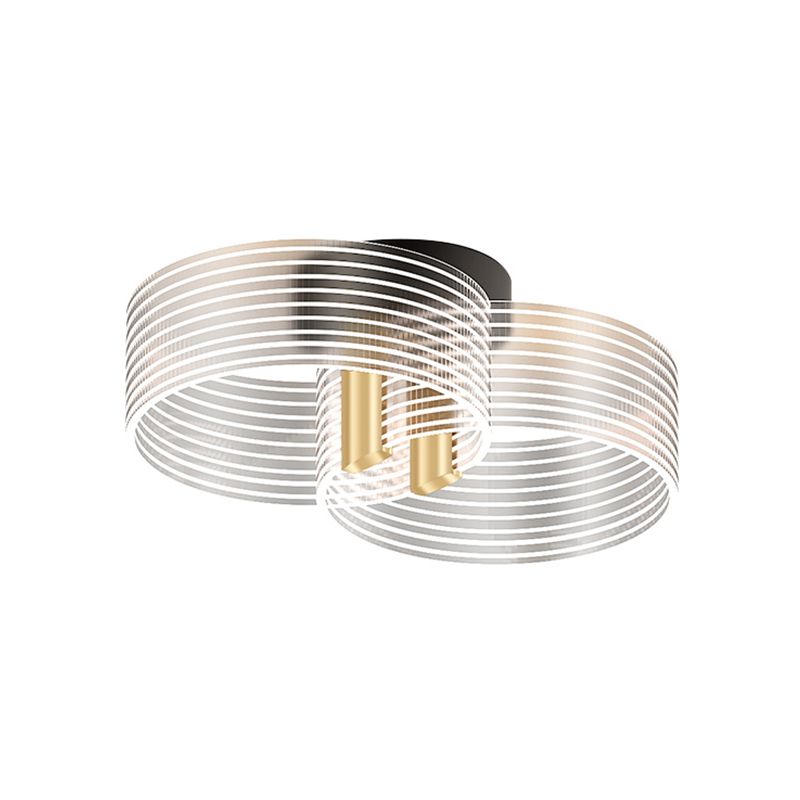 Schwarz-Gold Runde Semi Flush Einfache 2/3/5 Lichter Acryl Deckenmontage Leuchte für Wohnzimmer