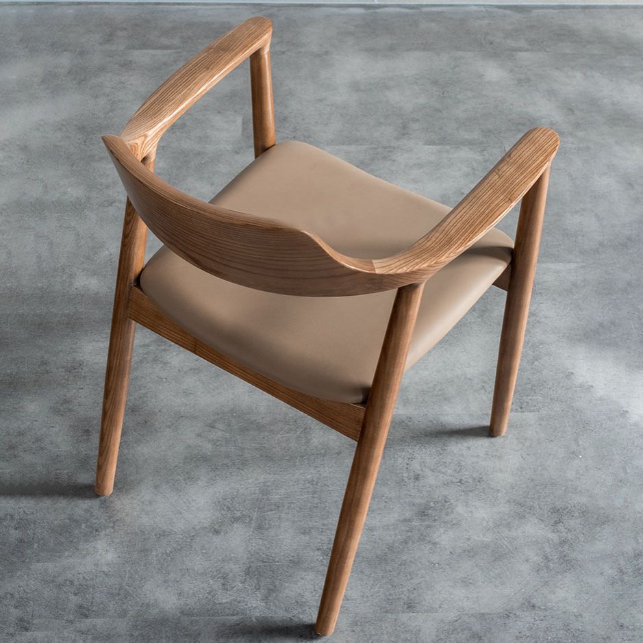 Arm Chair Traditional Style Dining Open Back Chair with Wooden Legs