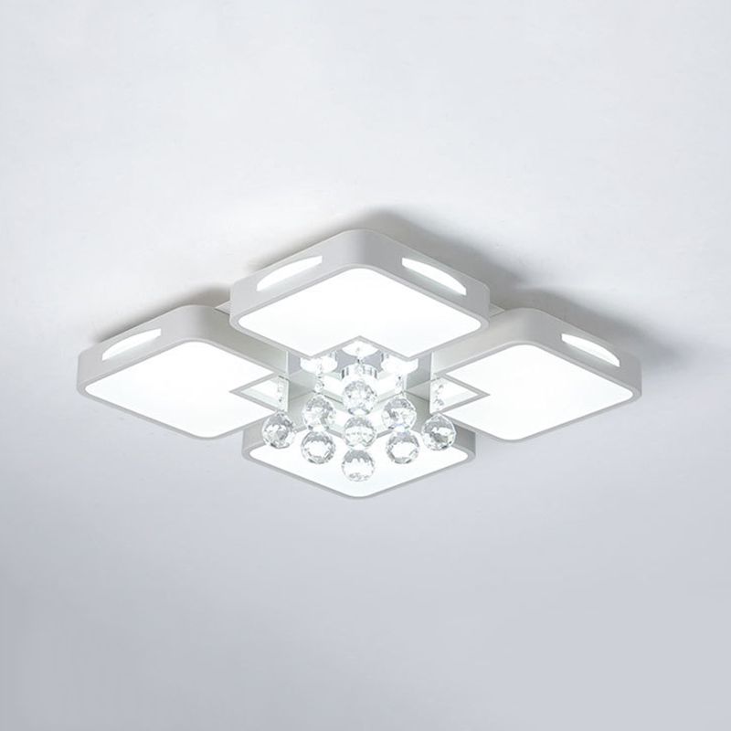 Geometría blanca LED semiincrustado estilo moderno y de lujo lámpara de techo interior de cristal, con pantalla de acrílico