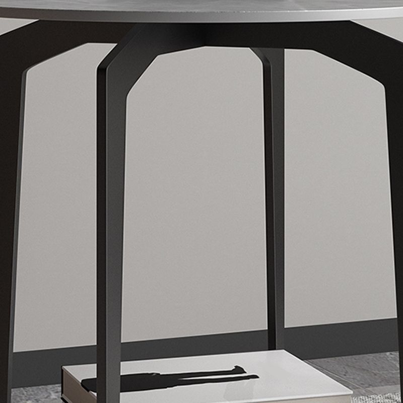 Minimalist Round Corner Table Slate 4 Legs Sofa Side Table with Storage