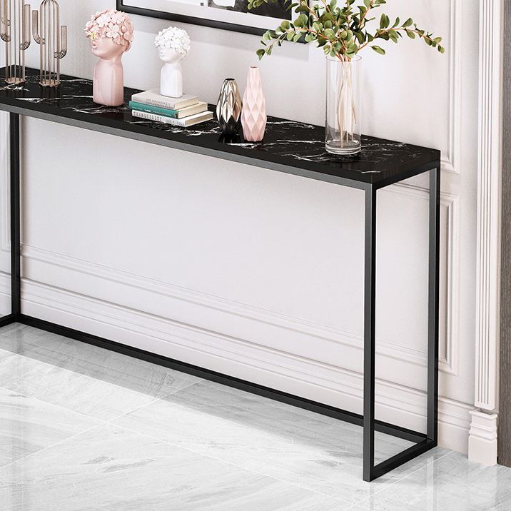 11" W Contemporary Console Table Stone Rectangle Accent Table