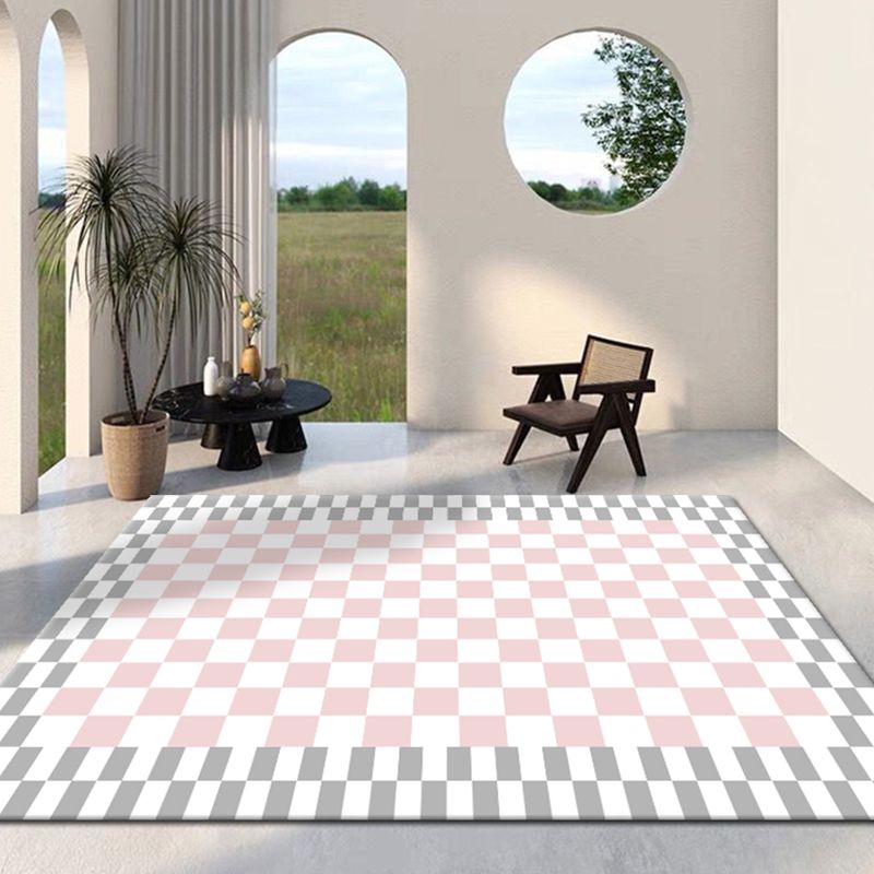 Solid Color Nordic Rug Polyester Buffalo Check Pattern Area Rug Easy Care Carpet for Living Room