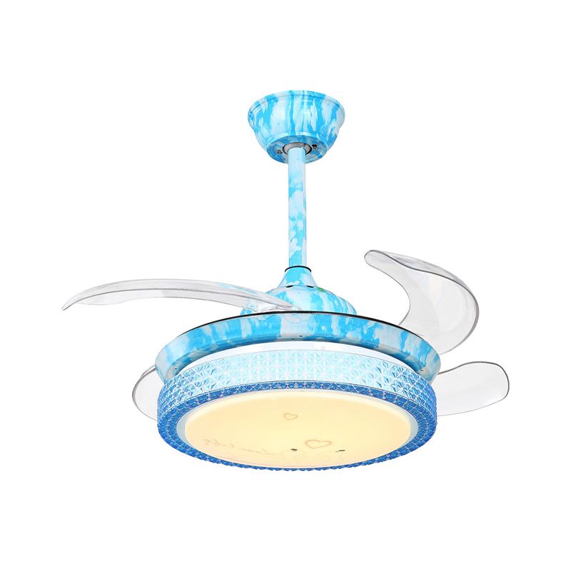 Éclairage de ventilateur circulaire bleu de 36 "LEVE LED ACRYIQUE LEMIR SEMPERS LEMIR LEVILLE POUR LES ENFANTS LES ENFANTS, 4 lames