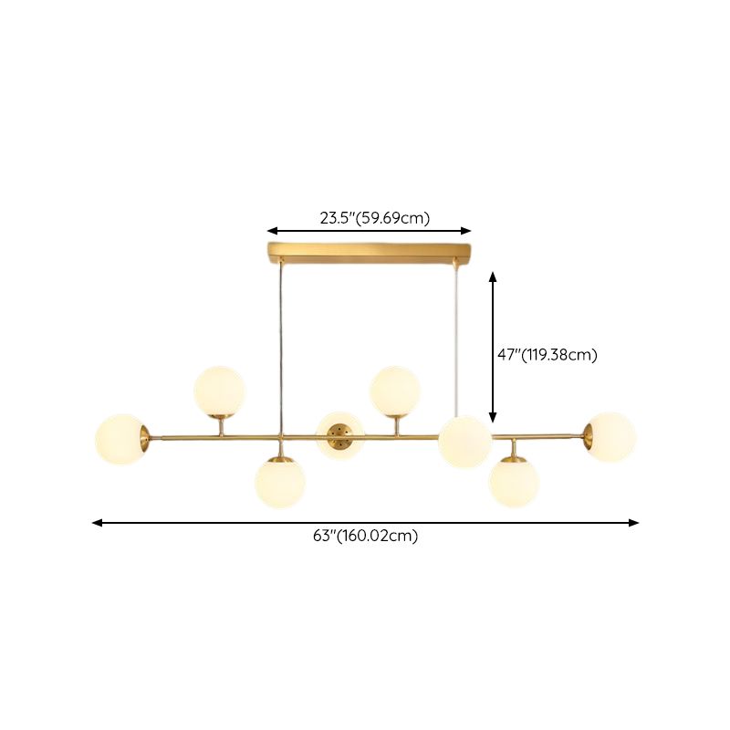 Modern Style Ball Shape Island Pendants Glass Pendant Lights in Gold for Dining Room