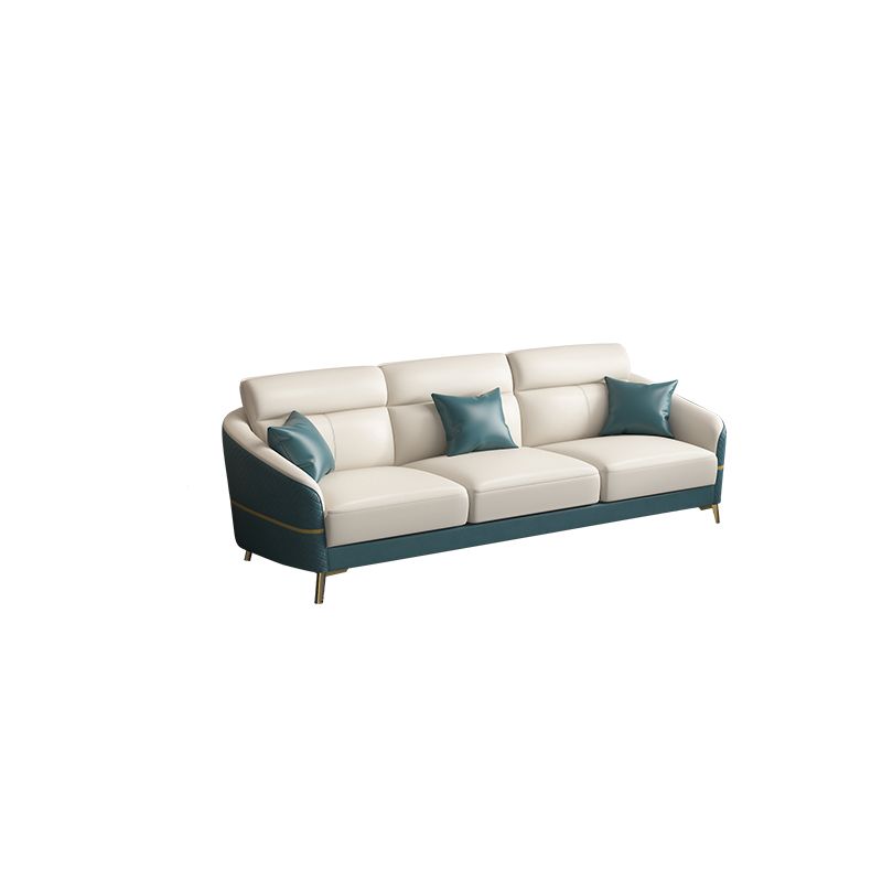 Genuine Leather Sloped Arms Sectional Sofa 36.22"High Cushion Back Sofa