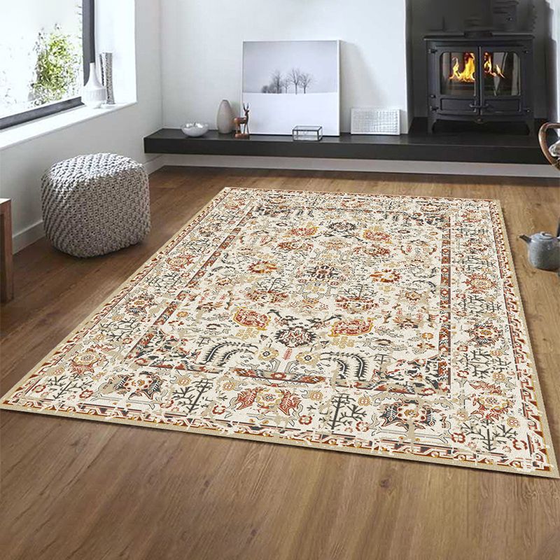 Classic Floral Design Indoor Rug Shabby Chic Distressed Carpet Polyester Non-Slip Backing Area Rug for Home Decor