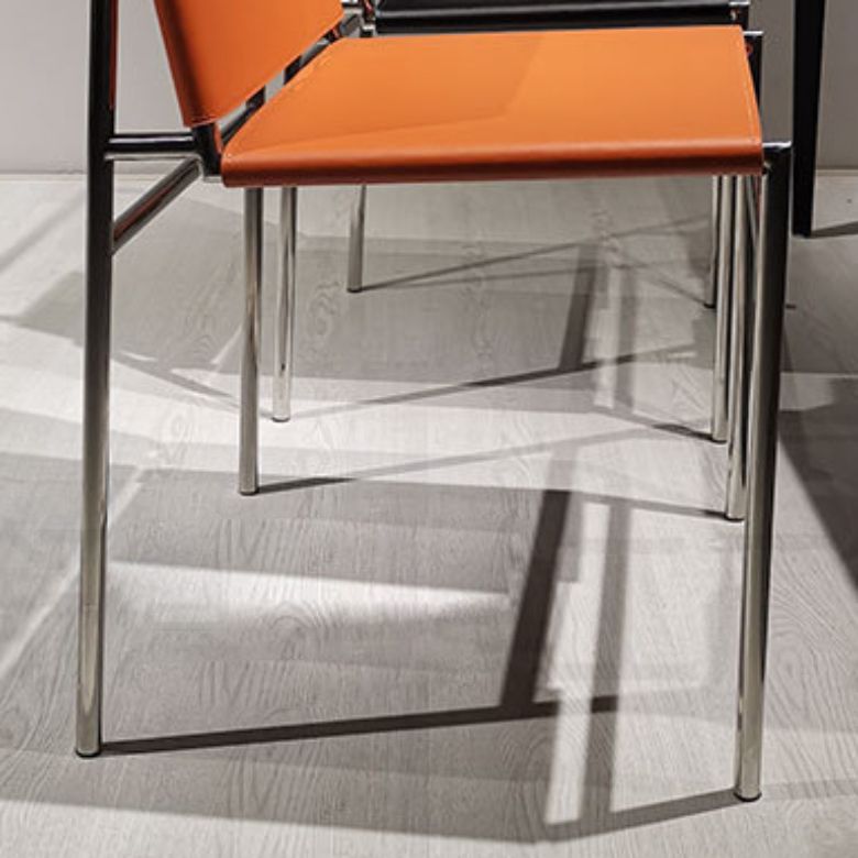 Faux Leather Dining Chairs Industrial Side Chair with Metal Legs