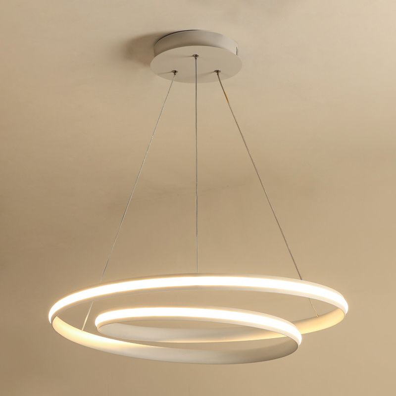 Modern Simplicity LED Hanging Lamp Lacquered Aluminium Linear Chandelier with Silicone Shade