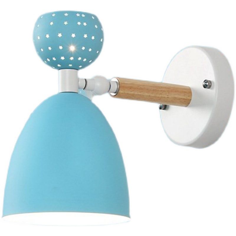 Contemporary Macaron Metal Wall Light Wood Lighting for Dining Room