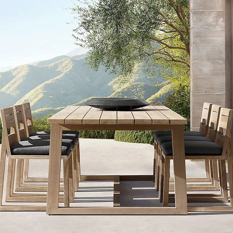 Contemporary Natural Patio Dining Chair with UV Protective Finish Cushion