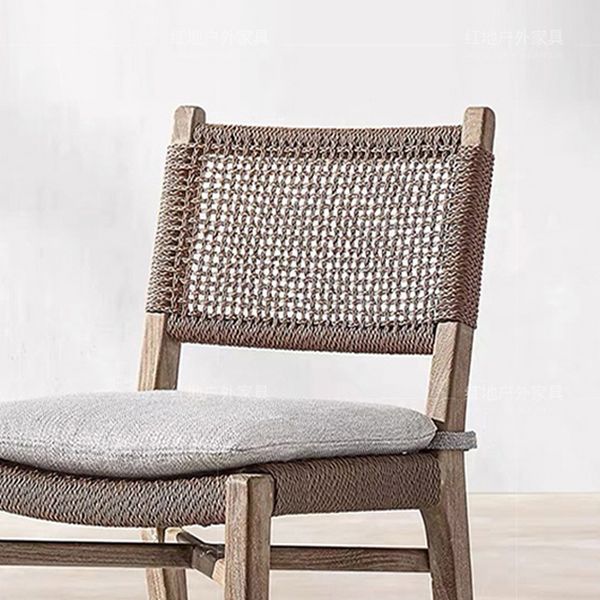 Contemporary Teak Armchair Solid Wood Dining Armchair with Upholstered