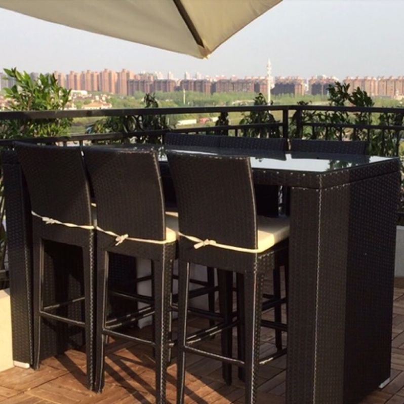 Modern Black Bistro Table Set 1/2/5/7 Pcs Wicker Bistro Set for Outdoor