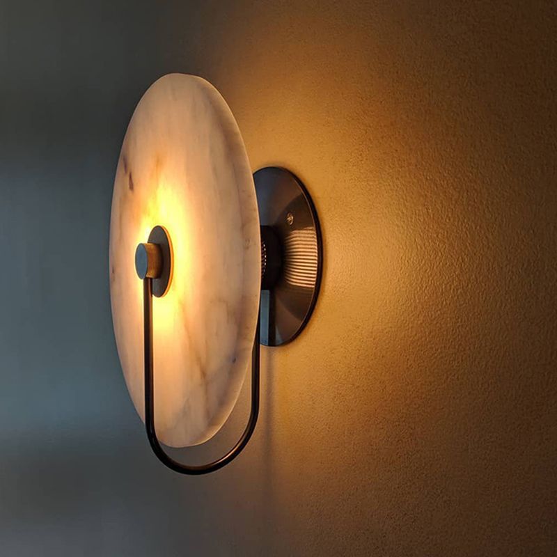Glass Round Wall Sconce Lights Modern Style 1 Light Wall Murd Lamps