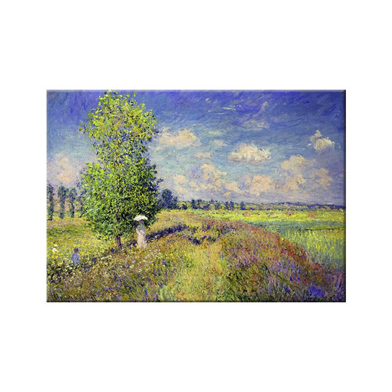 Pastel Color Outskirt Scenery Painting Textured Surface Wall Art for Bedroom