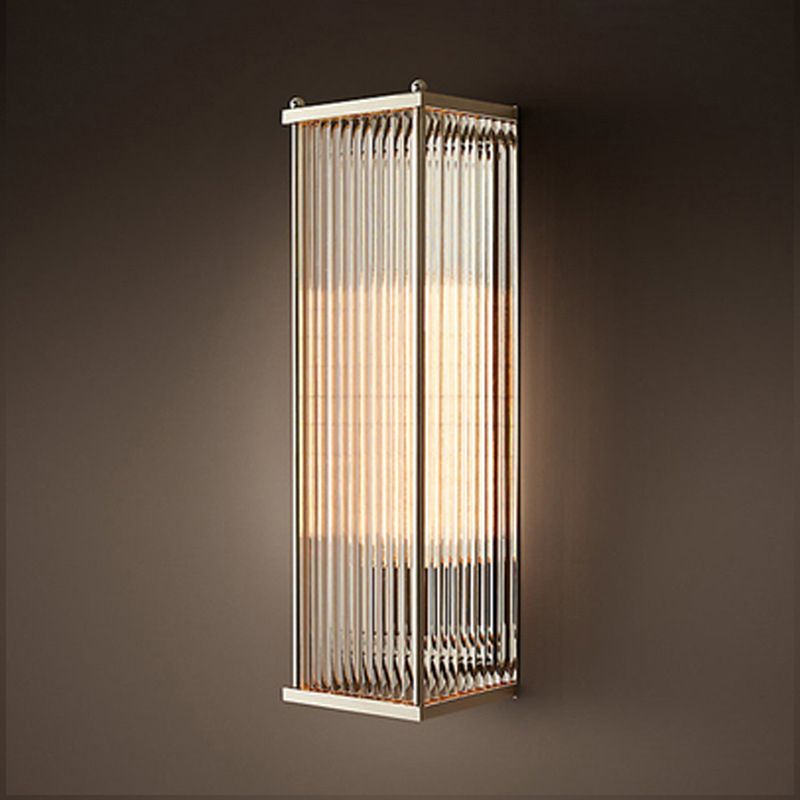 Modern Luxury Wall Lamp Rectangular Metal Wall Light with Crystal Shade