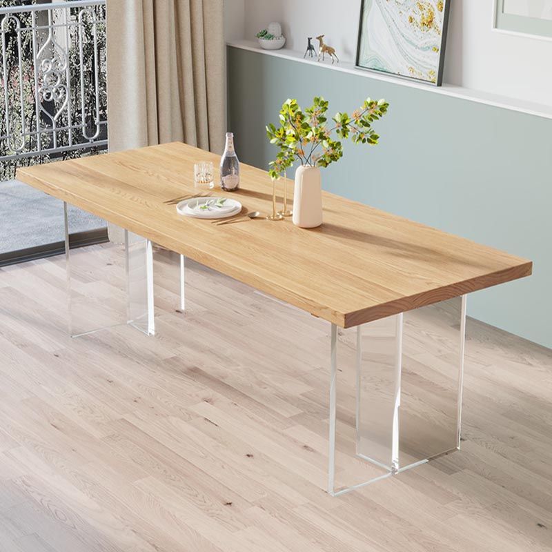 Modern Solid Wood Dinette Table Acrylic Base Dining Table for Living Room