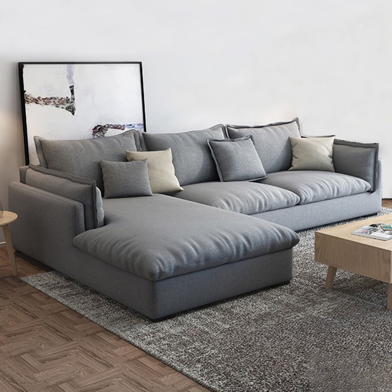 Light-grey Contemporary Sectional Living Room Solid Wood Sofa