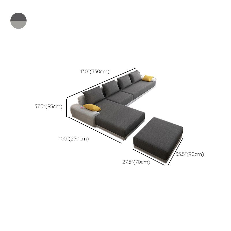 Scandinavian Style Stationary Seating Living Room Recessed Arm Pillows Sofa