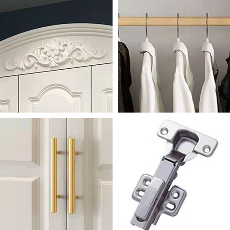 French Country Wardrobe Armoire Engineered Wood Wardrobe with Solid Wood Clothing Rod