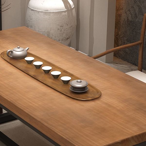 Industrial Rectangle Dining Table Pine Solid Wood Table with Trestle Base for Home Kitchen Dinner