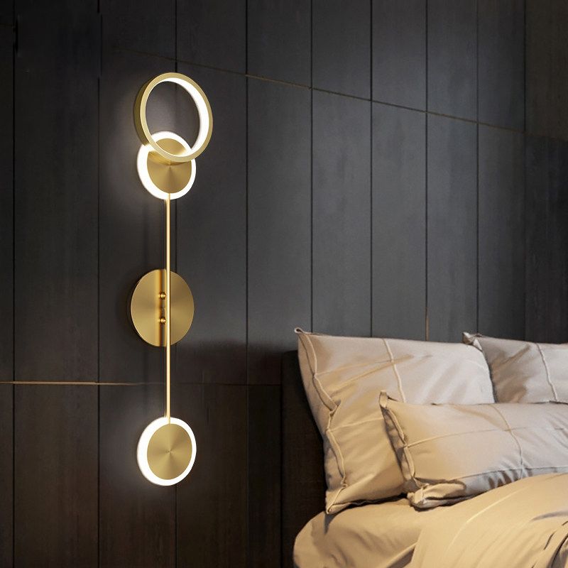 Modern Luxury Style Round Wall Mounted Light Fixture Metal Wall Sconce Lighting for Bedroom