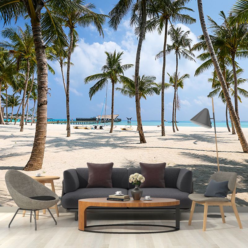 Environment Friendly Resistant Mural Wallpaper Recreational Beach Living Room Wall Mural