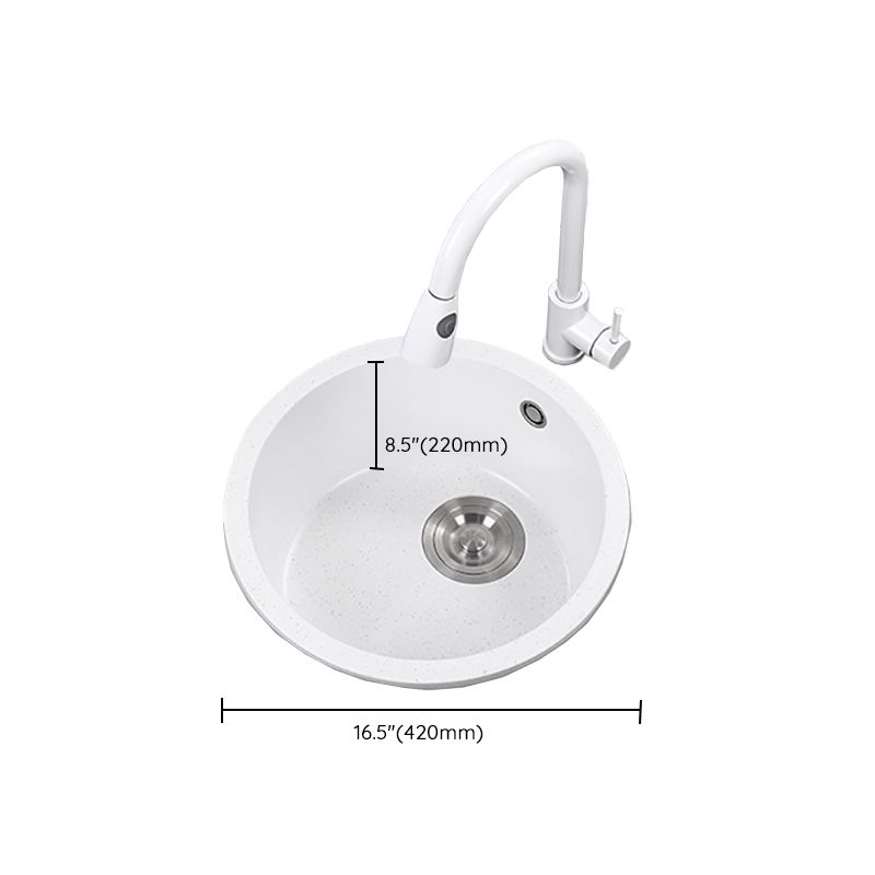 Contemporary Style Kitchen Sink Overflow Hole Design Drop-In Quartz Kitchen Sink