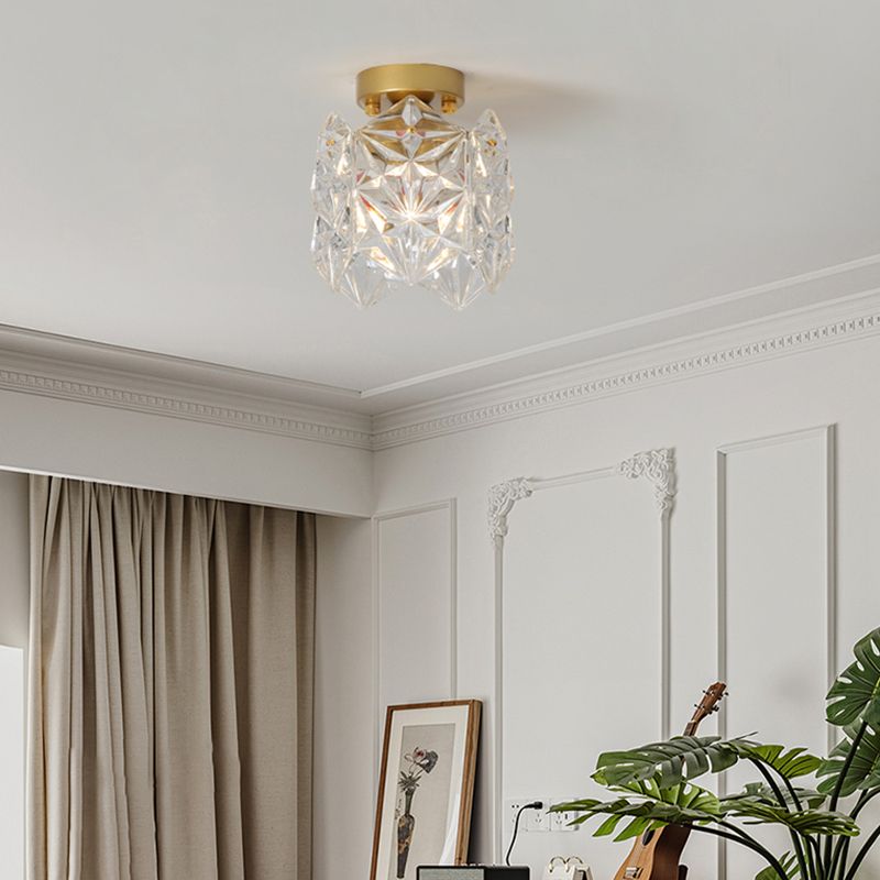 Modern Flush Mount Light Simple Flush Mount Ceiling Light Fixture with Glass Shade