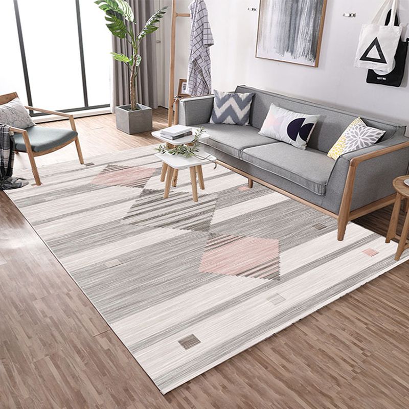 Nordic Hotel Area Rug Multi Colored Geometric Indoor Rug Synthetics Anti-Slip Stain Resistant Washable Rug