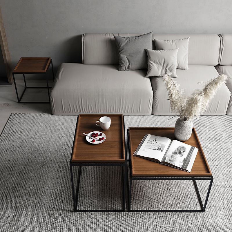 Modern Frame Wooden Coffee Table Rectangular Top Shape Folding Cocktail Table
