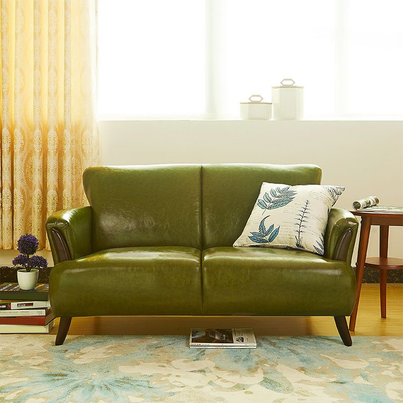 Flared Arm Standar Sofa with Tight Back Loveseat Faux Leather Sofa