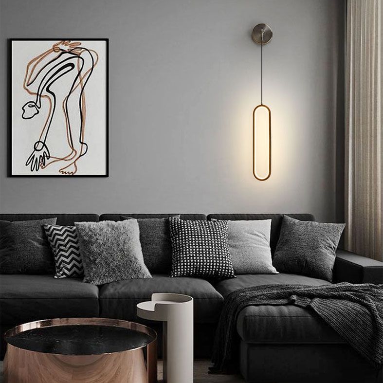 Oval Wall Mount Light Fixture Simplicity Style Metal LED Bedroom Wall Light Sconce