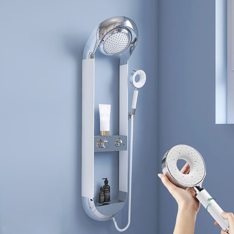 Modern Shower Set Dual Shower Head Slide Bar Thermostatic Wall Mounted Shower System