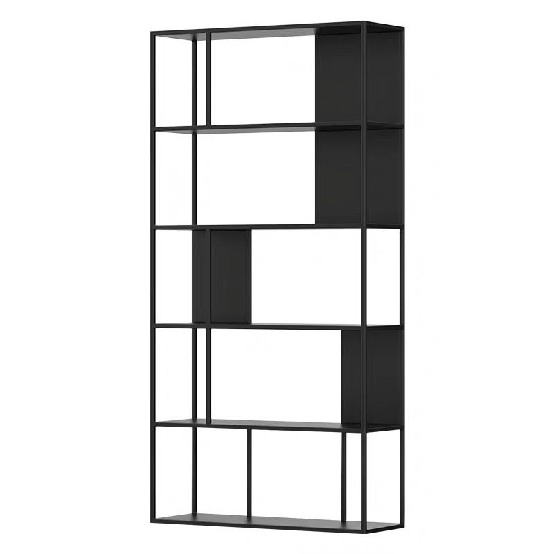 Contemporary Vertical Metal Bookshelf Open Back Bookcase with Shelves