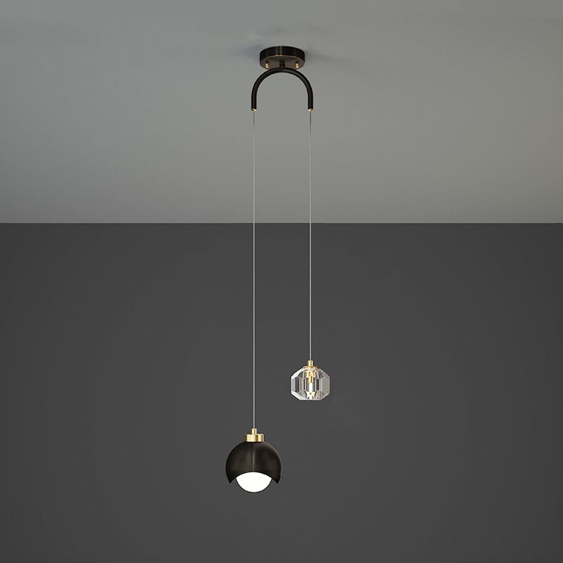 Contemporary Hanging Ceiling Light Crystal 2-Light Ceiling Pendant Light