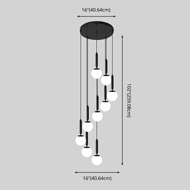 Spiral Stairs Pendant Light Fixture Glass Nordic Style 9 Blub Hanging Light