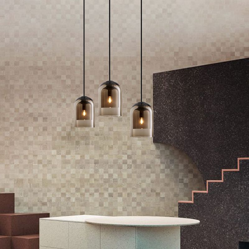 Luz de techo colgante de dormitorio kit de lámpara colgante de estilo ámbar moderno con tono de vidrio de campana