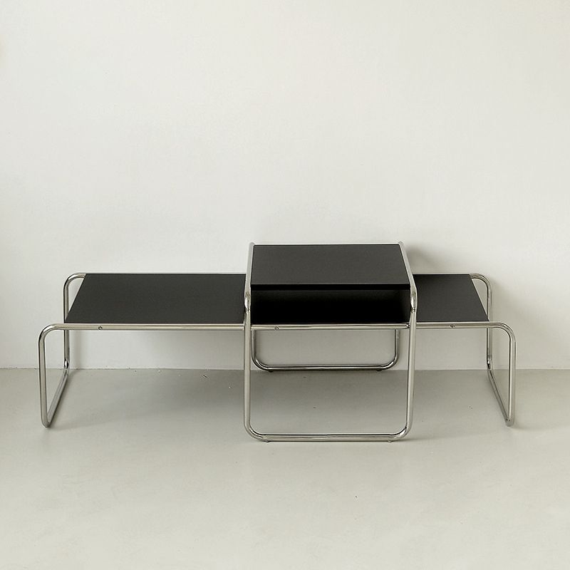Contemporary Simple Sled Coffee Table Rectangular Wood Top Cocktail Table Set