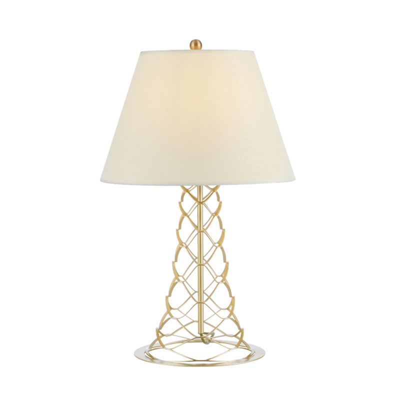 Stofkegel schaduw nachtkastje licht modernisme 1-head witte tafellampje met toren gouden framebasis