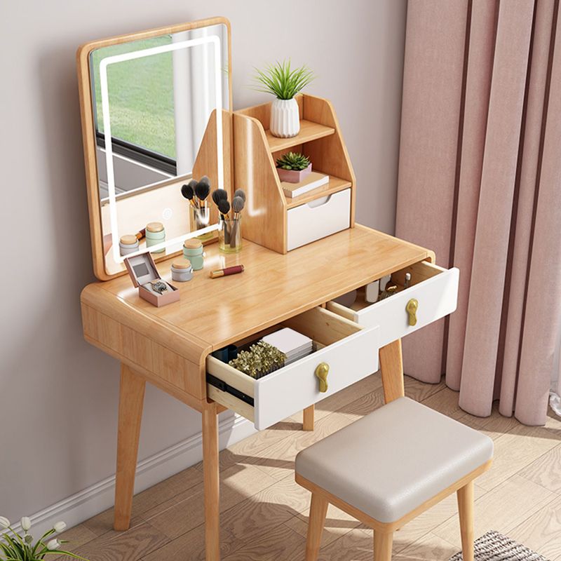 Solid Wood Make-up Vanity Scandinavian 3 Drawer Vanity Dressing Table