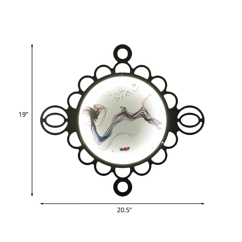 Peinture de montagne Metal Mural Lampe chinois LED BLACK LED MONT ÉCLAIR